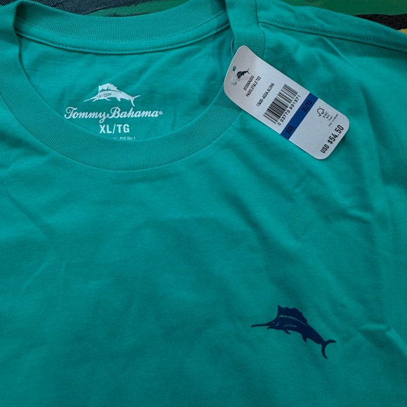 NWT Tommy Bahama Men's Green Cotton T-Shirt - Picture 2 of 4